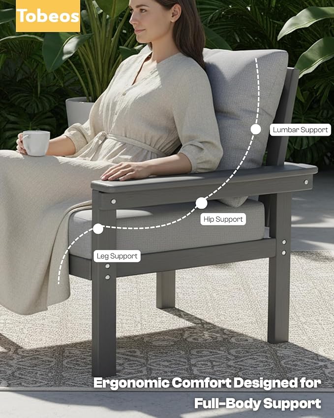 HDPE 4 Piece Patio Furniture Set, All-Weather Outdoor Couch - Image 3
