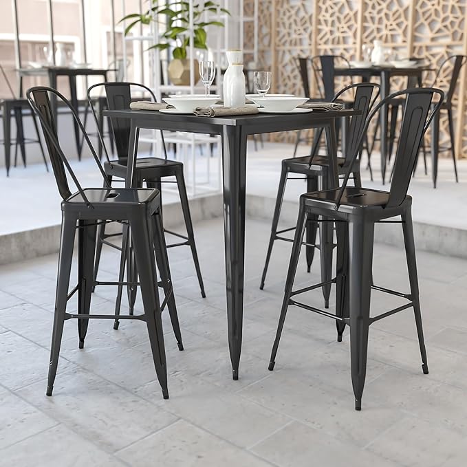 Flash Furniture Nolan Commercial Grade 31.5" Square Black Metal Indoor-Outdoor - Image 2
