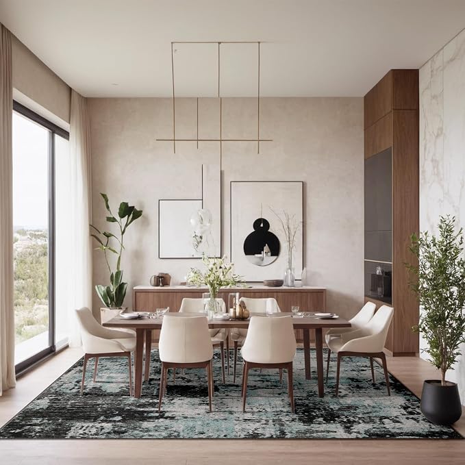 RELEANY Washable Area Rugs 5'x8' Non-Slip Modern Abstract Soft - Image 9