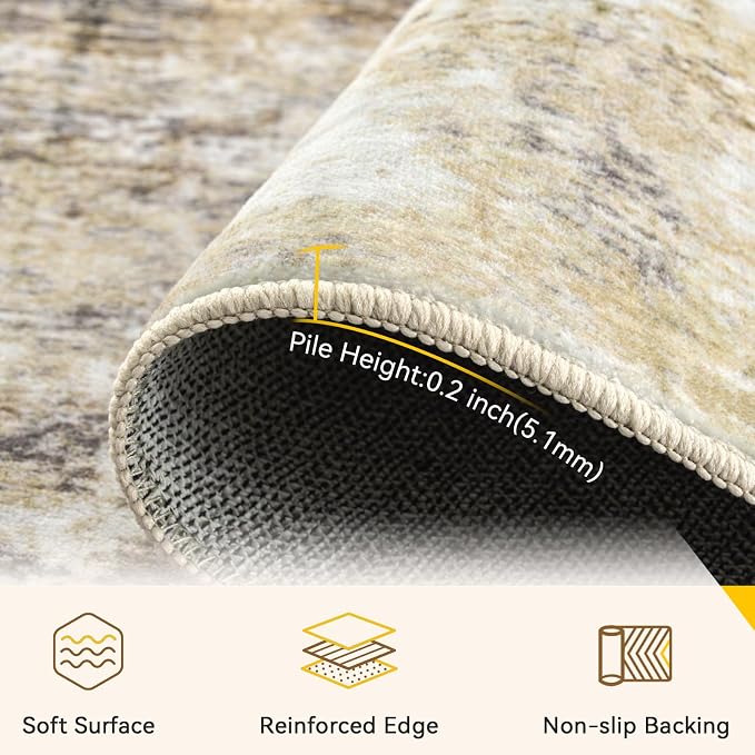 RELEANY Washable Area Rugs 8ft Non-Slip Modern Abstract Soft - Image 3