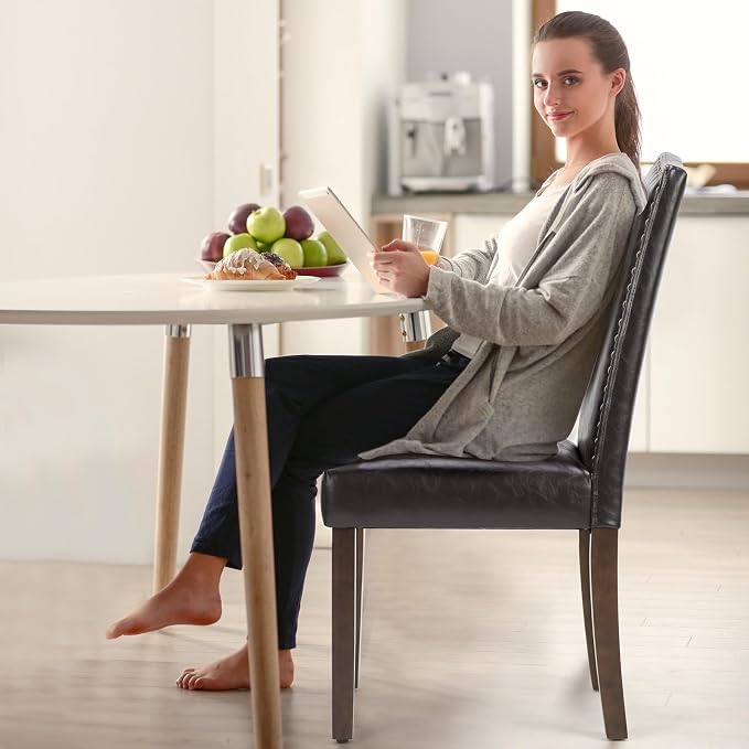 DUMOS Upholstered Dining Chairs，Set of 2 PU Leather Dining Room Kitchen Chair - Image 6