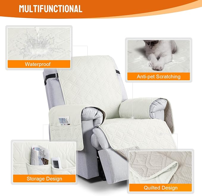 VANSOFY 100% Waterproof Recliner Chair Covers, Recliner Cover Non-Slip Dog - Image 4
