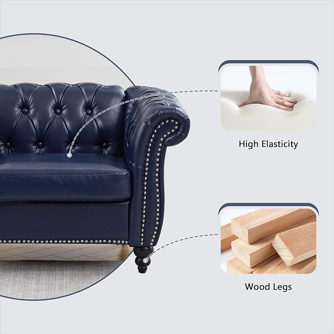 QHITTY 2 Piece Living Room Set, Sectional Chesterfield Sofa Chair Contemporary - Image 7