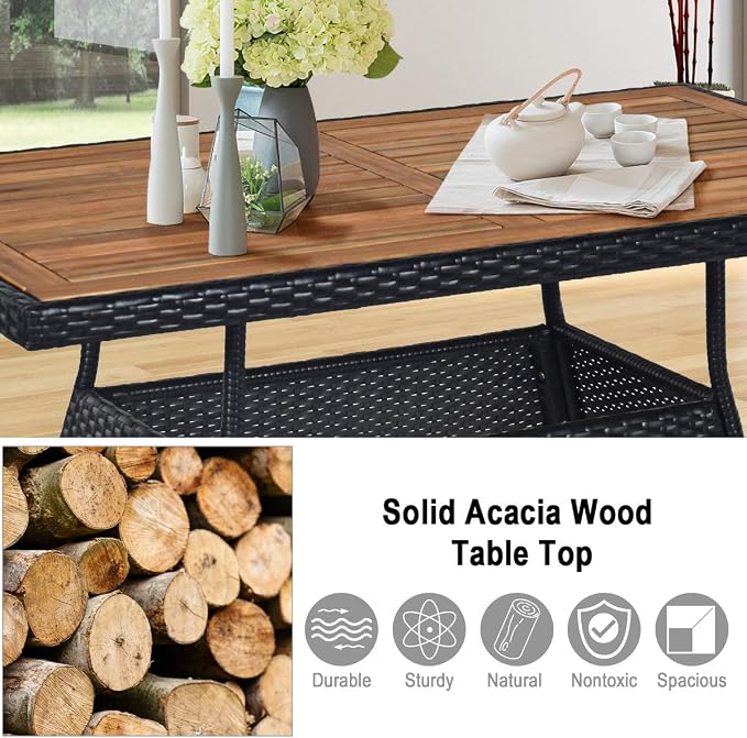 Tangkula 10 Piece Wicker Patio Dining Set, Outdoor Rattan Table & Chairs Set - Image 6