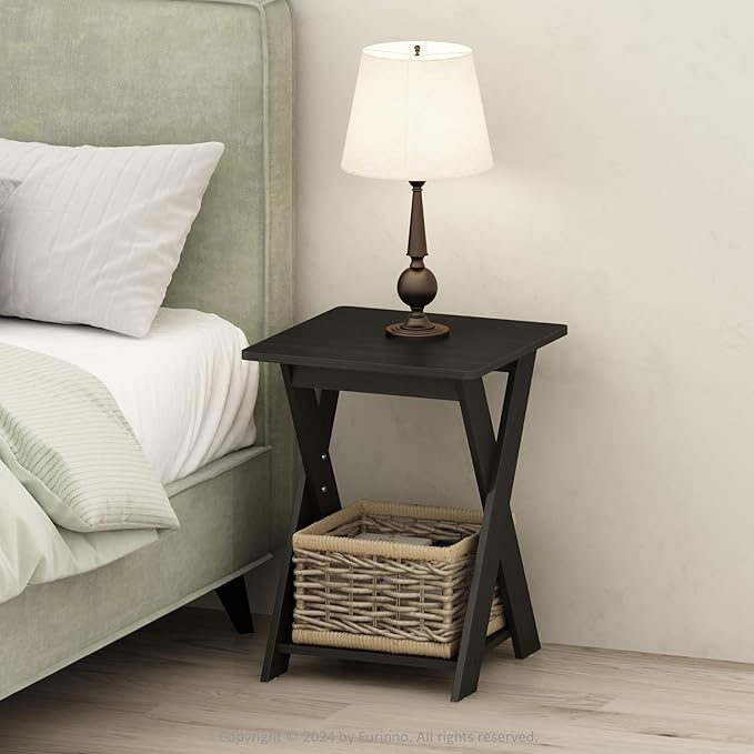 Furinno TIDUR Night Stand, Open Shelf Design X-Legs Nightstand, Criss-Crossed by Furinno-FitsYourSpaceFitsYourBudget
