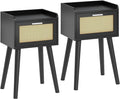 LAATOOREE Nightstand Set of 2, Small Black Bedside Table, End Table by LAATOOREE