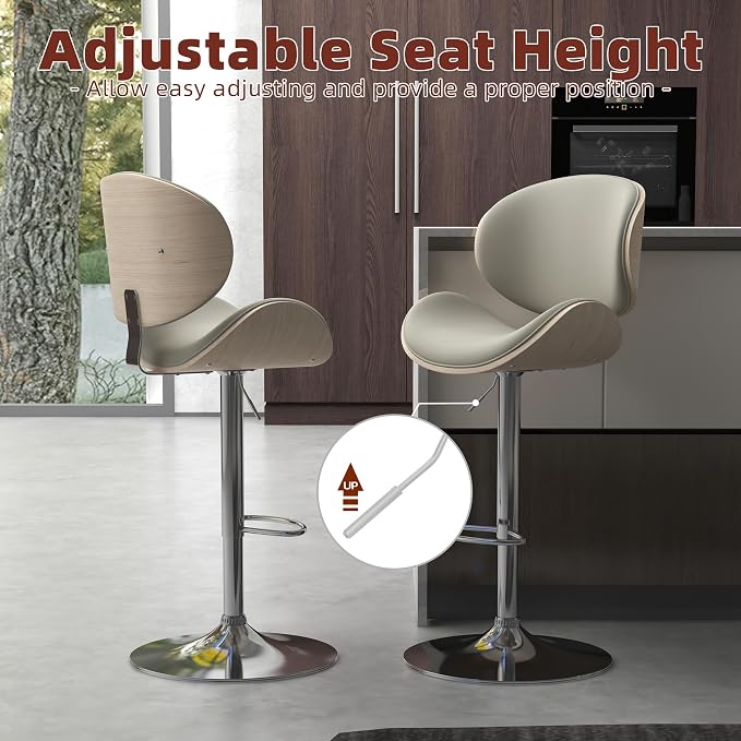 civama Bar Stools Set of 6 for Kitchen Counter, Adjustable Bar Height Chairs - Image 3