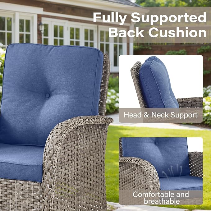 Belord Swivel Patio Chairs Wicker Set - Image 4