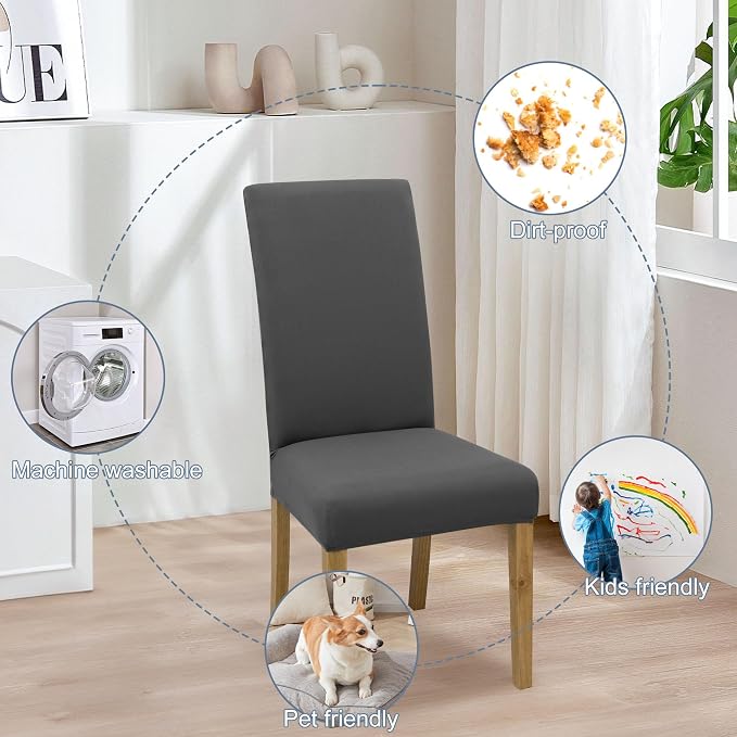 BIETYONE Stretch Dining Chair Covers Set of 2, Soft Removable Washable Kitchen - Image 6