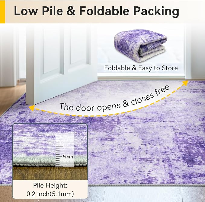 RELEANY Washable Area Rugs 7'x9' Non-Slip Modern Abstract Soft - Image 6
