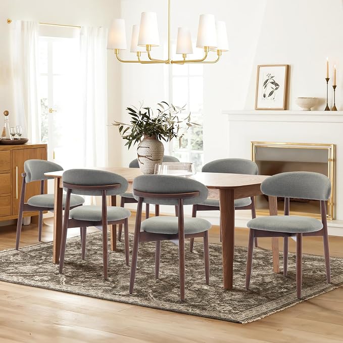 COLAMY Wooden Dining Room Chairs Set of 2, Modern Upholstered Fabric Dining - Image 8