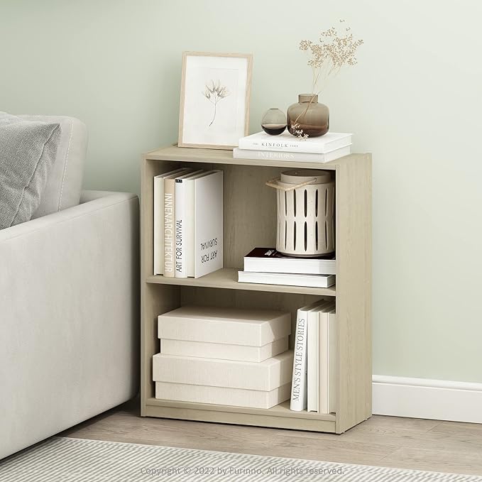 Furinno Gruen 2-Tier Open Shelf Bookcase, Metropolitan Pine - Image 2