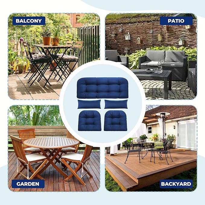 Wicker Chair Cushions of 5 Pieces, Waterproof Outdoor Loveseat Cushion - Image 6