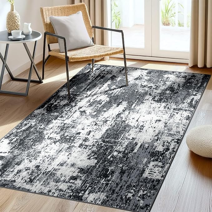 RELEANY Washable Area Rugs 4'x6' Non-Slip Modern Abstract Soft - Image 8