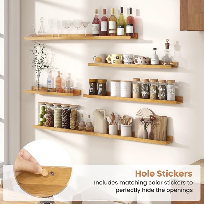 Fun Memories Picture Ledge Shelves Set of 2, 36 Inch Rustic Wall Mounted - Image 5