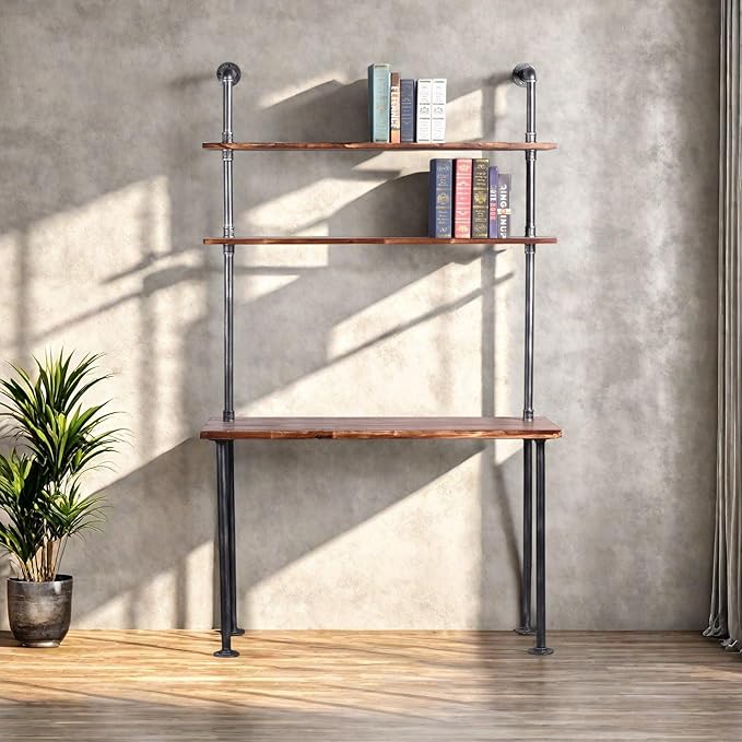 Industrial Style Office Decor, Computer Desk 47.2"×20"×79" by Diwhy