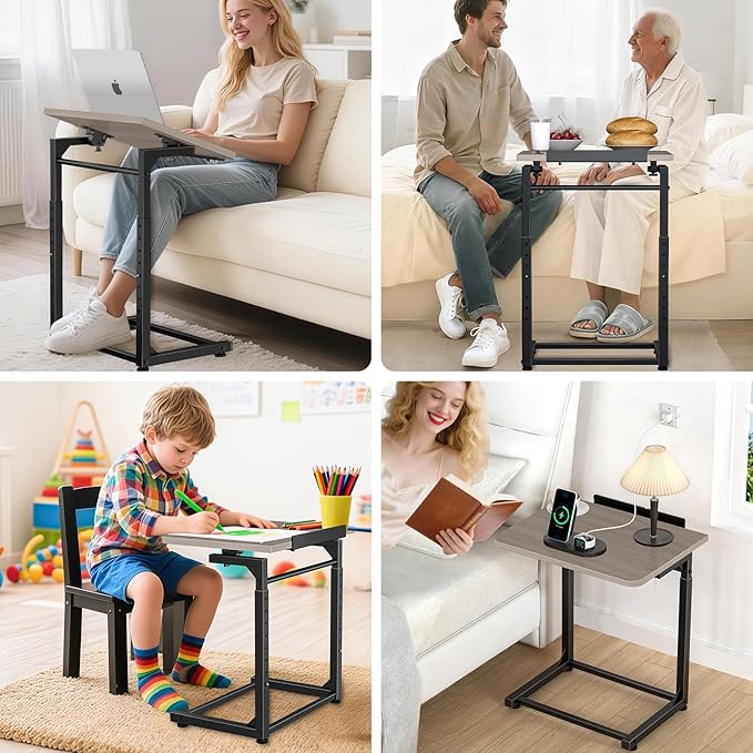 Tv Tray Table, 8-Level Adjustable Height Couch Side Table，90° Tilt Angle - Image 6
