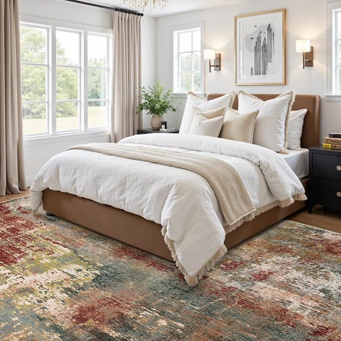 RELEANY Washable Area Rugs Square 8ft Non-Slip Modern Abstract Soft - Image 7