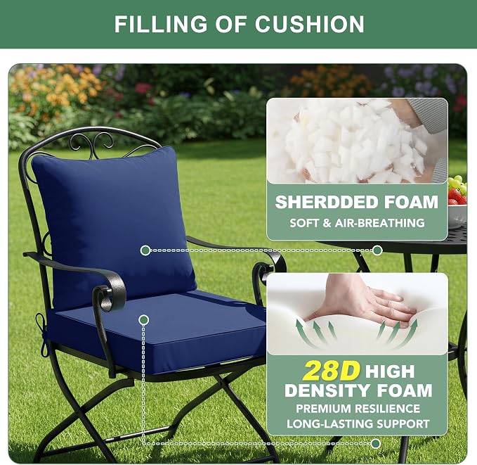 Summsun Outdoor Cushions for Patio Furniture 24 x 24 Inch, Double-Sided - Image 4