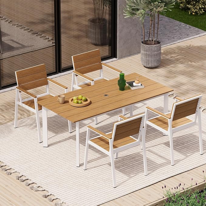 Outdoor Patio Dining Chairs Set of 2, 350LBS Capacity Aluminum Patio Dining - Image 2