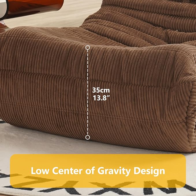 N&V Mid Century Armless Floor Sofa, Soft Premium Corduroy Floor Lounge Chair - Image 2