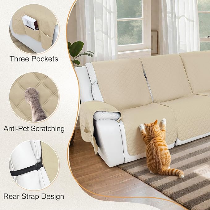 HDCAXKJ Reclining Sectional Couch Covers L Shape Recliner Sofa Middle Console - Image 4