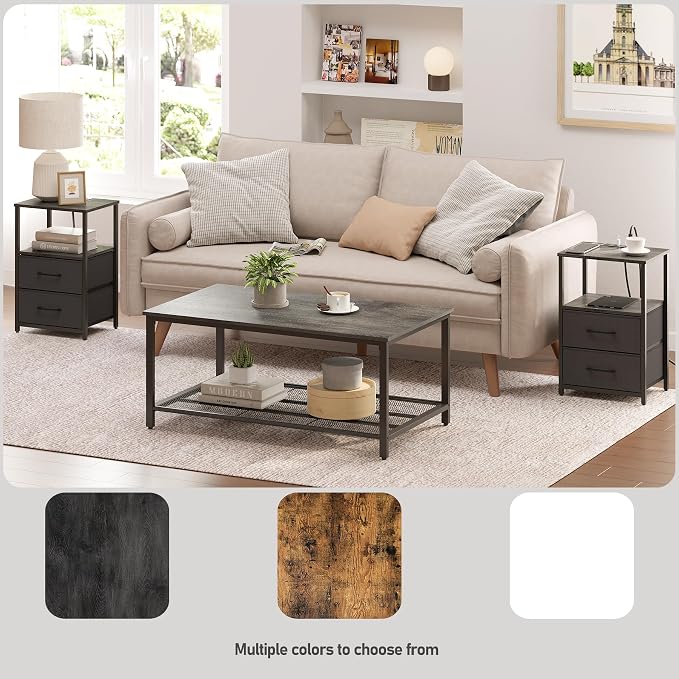 TUTOTAK End Table with Charging Station, Night Stand, Side Table with 2 USB - Image 7