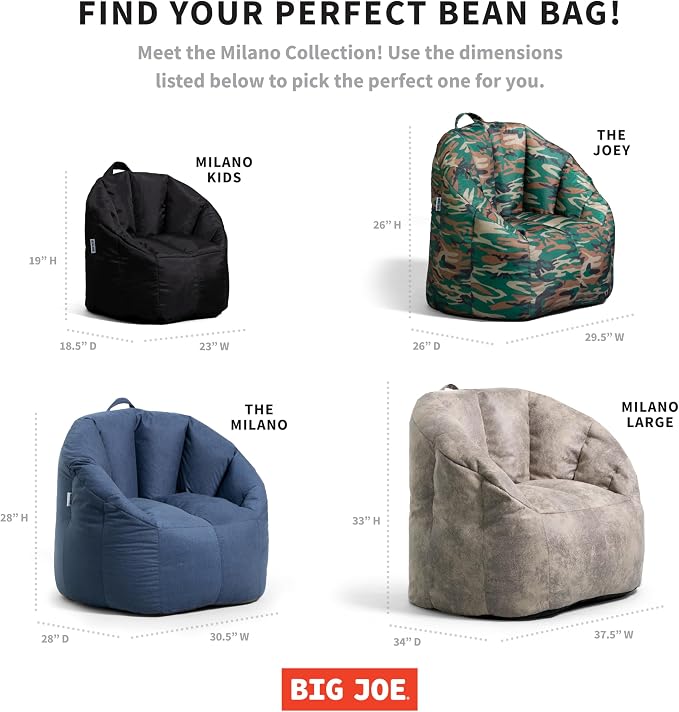 Big Joe Milano Bean Bag Chair for Kids, Ultra-Soft Emerald Plushie Polyester - Image 3