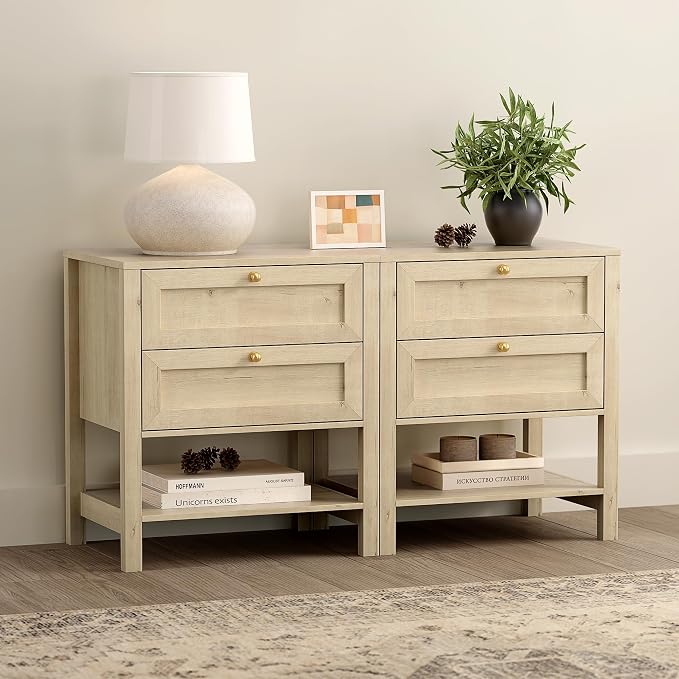 EYYTHUNG Farmhouse Nightstand Set of 2, Wooden Farmhouse Floor Night Stand by EYYTHUNG