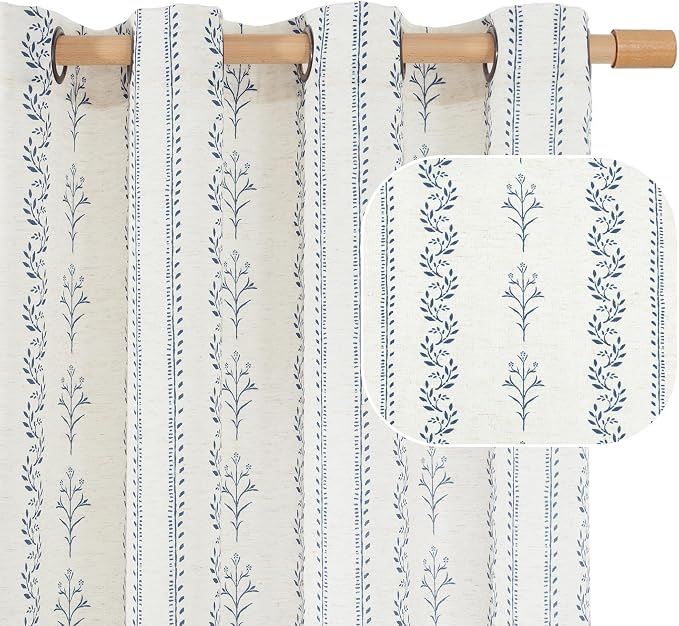 BGment Navy Blue Vintage Floral French Country Curtains 90 Inch Length by BGment