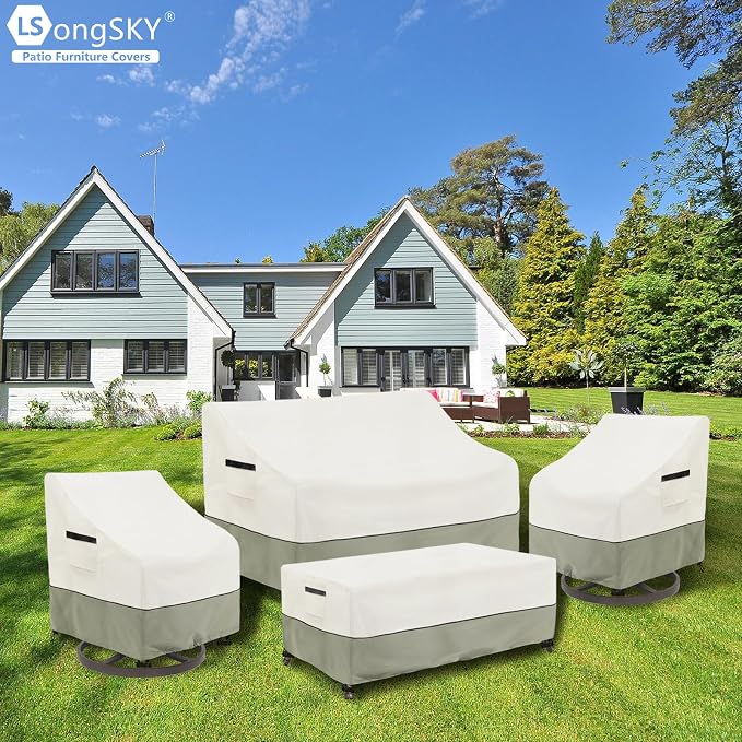 Patio Furniture Covers 4 Piece Set, 600d Heavy Duty Outdoor Furniture Covers - Image 8