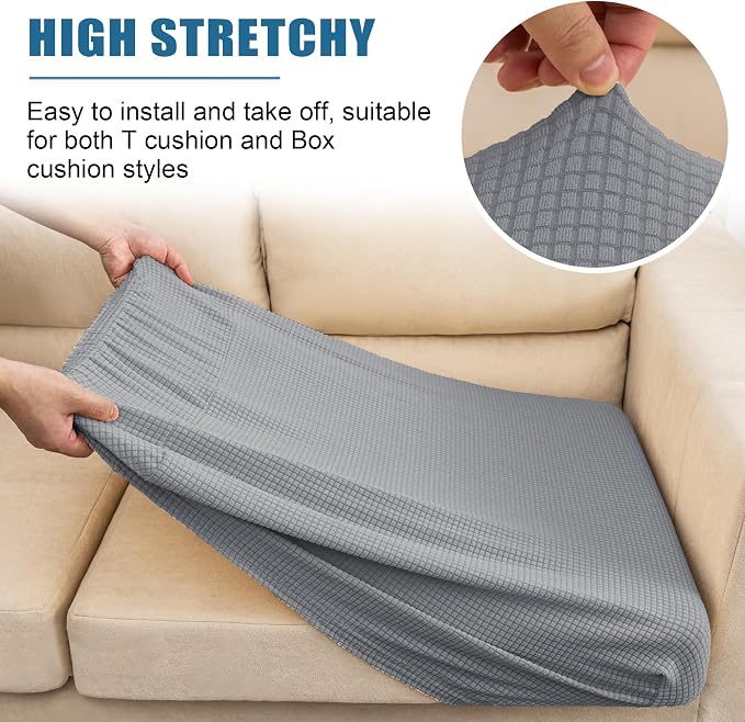 Water Repellent Couch Cushion Cover 3 Pieces Sofa Seat Cushion Covers, Stretch - Image 5