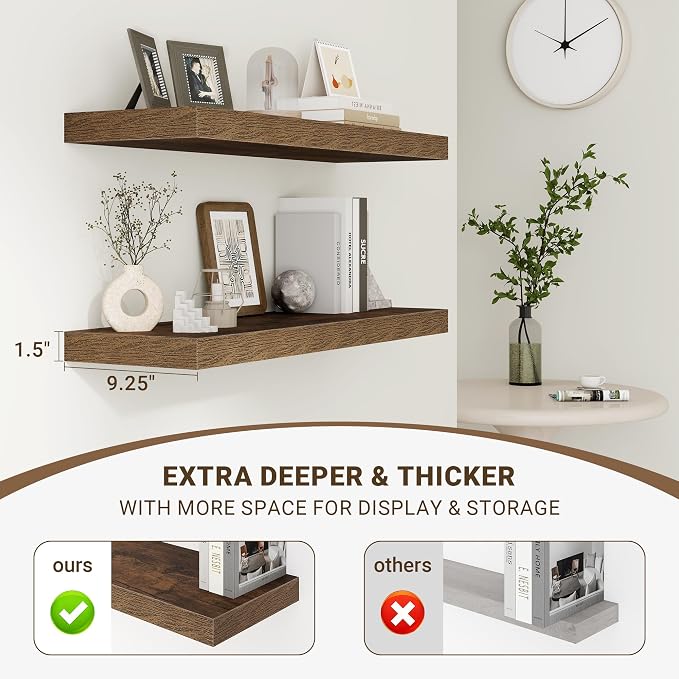 Acovy 36 Inch Floating Shelves, Wooden Shelves - Image 4