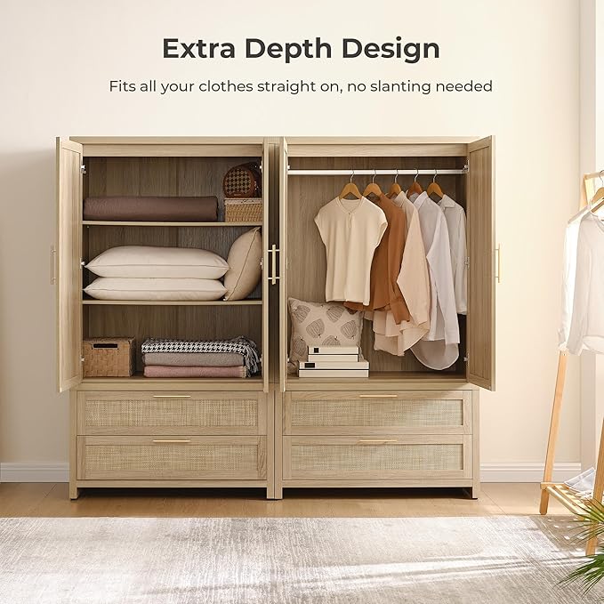 SICOTAS Larger Armoire Wardrobe Closet, Boho Armoire Clothes Organizer - Image 4