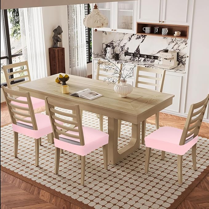 Smiry Waterproof Seat Covers for Dining Room Chairs Set of 2, Stretch Jacquard - Image 8