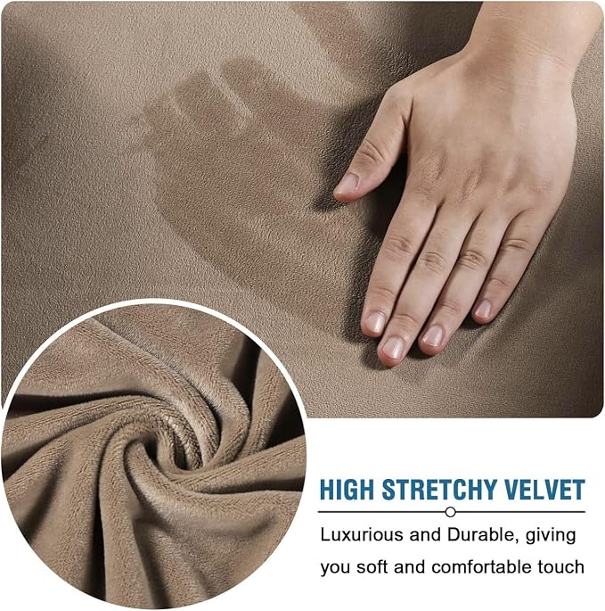 H.VERSAILTEX Modern Velvet Plush 4 Piece High Stretch Sofa Slipcover Strap Sofa - Image 5