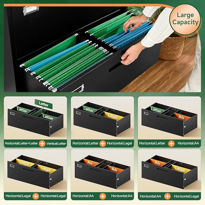 Letaya File Cabinets, 4 Drawer Metal Lateral Filing Organization Storage - Image 5