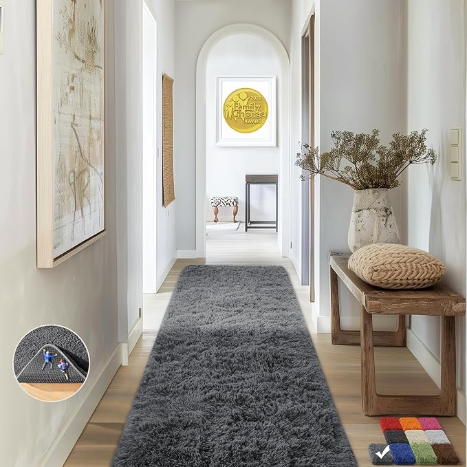 Washable Runner Rug for Hallway, Ophanie 2x6 Non-Slip Fluffy Soft Bedside Rugs by Ophanie