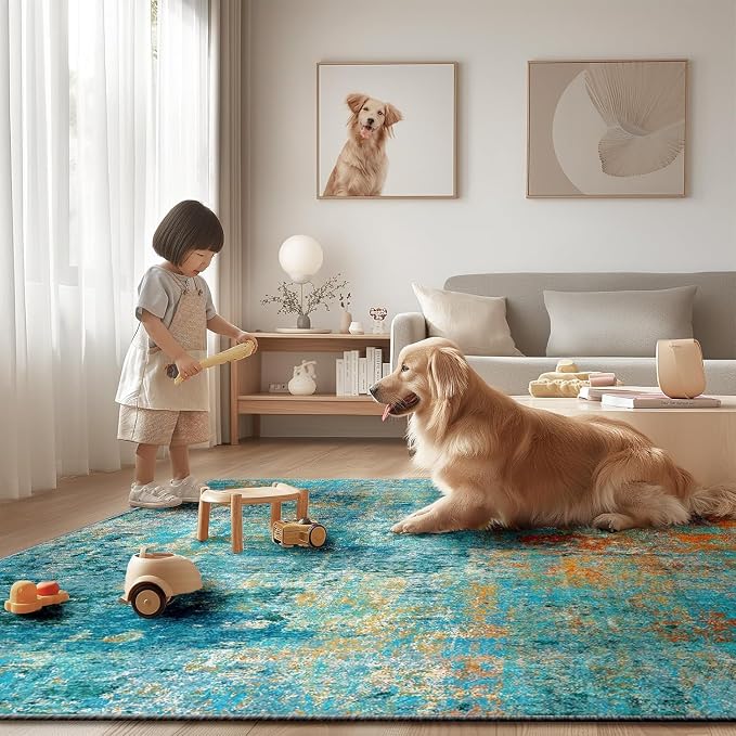 RELEANY Washable Area Rugs 2'x6' Non-Slip Modern Abstract Soft - Image 9