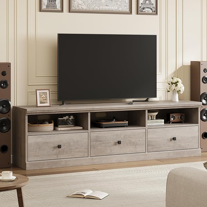 IDEALHOUSE 70in TV Stand for TVs up to 80", Mid Century Modern Entertainment by IDEALHOUSE