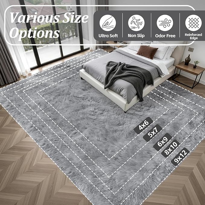 Fluffy 5x7 Area Rugs for Living Room Bedroom: Ultra Soft Shag Rug Non-Slip - Image 9