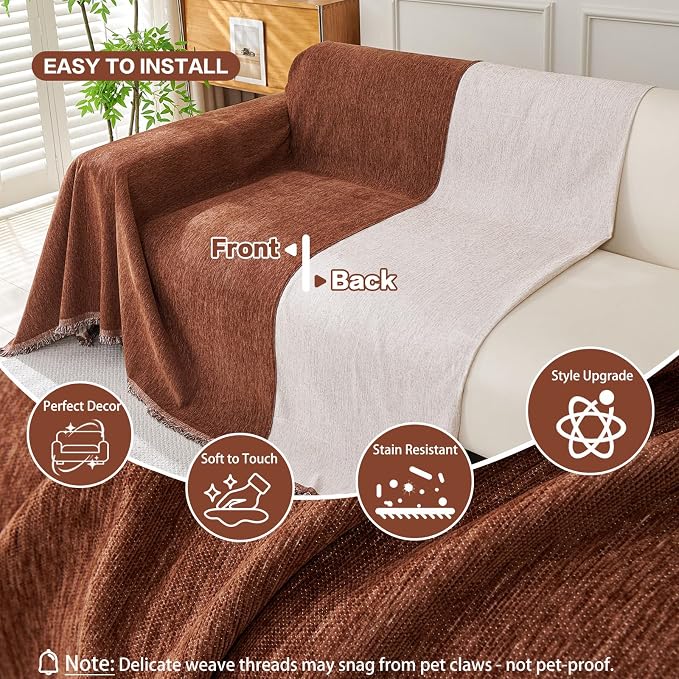 DREAMINGO Sofa Covers Washable Thick Chenille Couch Cover - Image 3