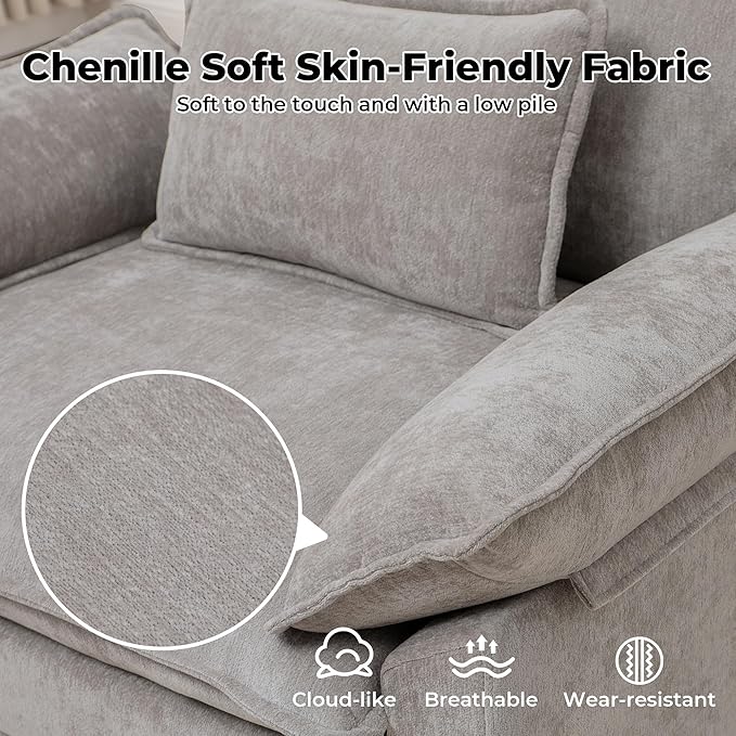 Oversized Accent Chair with Ottoman Set of 2, Upholstered Armchair with Extra - Image 4