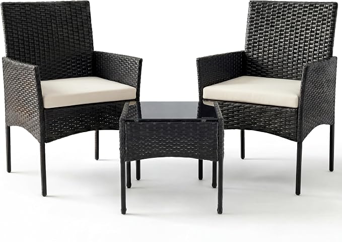 Sweetcrispy 3 Piece Patio Furniture Set, All-Weather Outdoor Conversation Set by Sweetcrispy