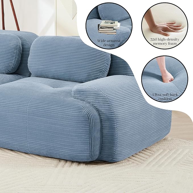 Boneless Sectional Couch, No Assembly Required, 152.7” L Shaped Modular Cloud - Image 7