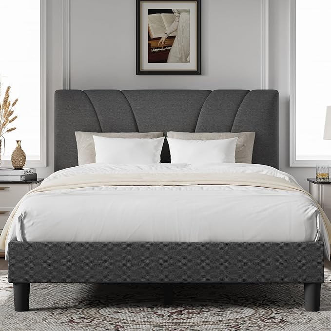 Novilla Full Bed Frame Upholstered Platform Full Size Bed Frame by Novilla