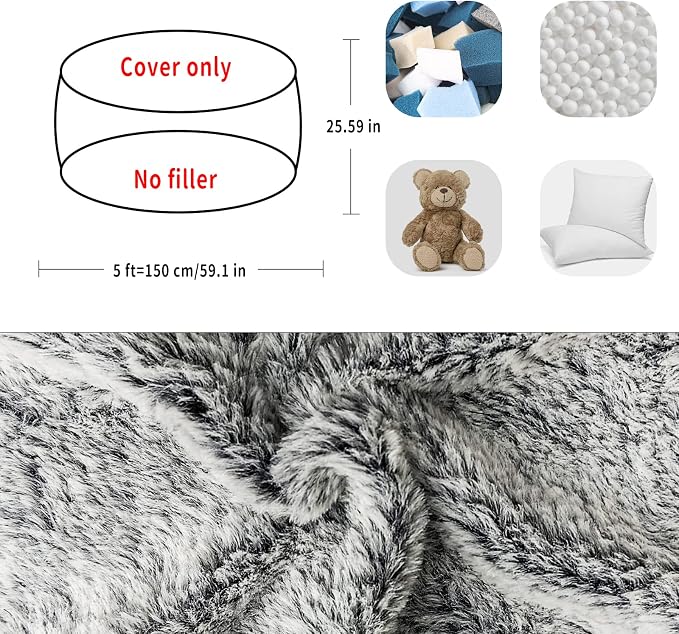 YudouTech（No Filler Bean Bag Chair Cover Without Filler, Big Round Soft Fluffy - Image 2