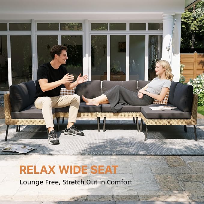 Aoxun 5-Piece Patio Furniture Set, Wicker Outdoor Furniture - Image 4