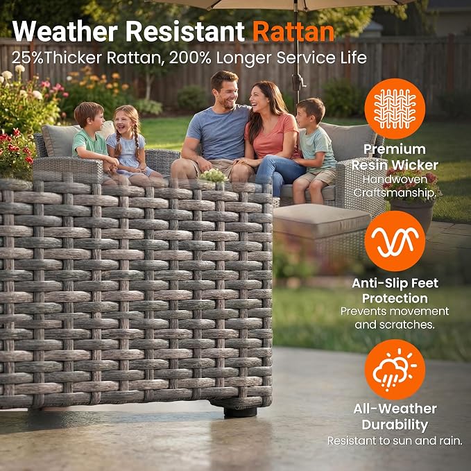 Wisteria Lane Patio Furniture Set, 5 Pieces Wicker Outdoor Furniture - Image 4