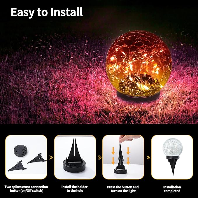 JKIMK Solar Globe Lights Outdoor Waterproof - Image 4